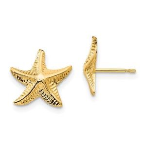 14k Yellow Gold Children's Starfish Post Earrings